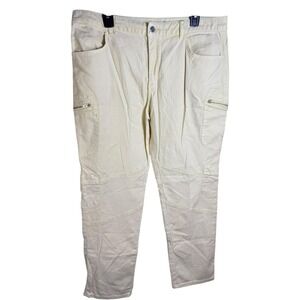 Pilcro Pants Womens 32 Yellow Utility Cargo Zip Pockets Straight Leg Casual